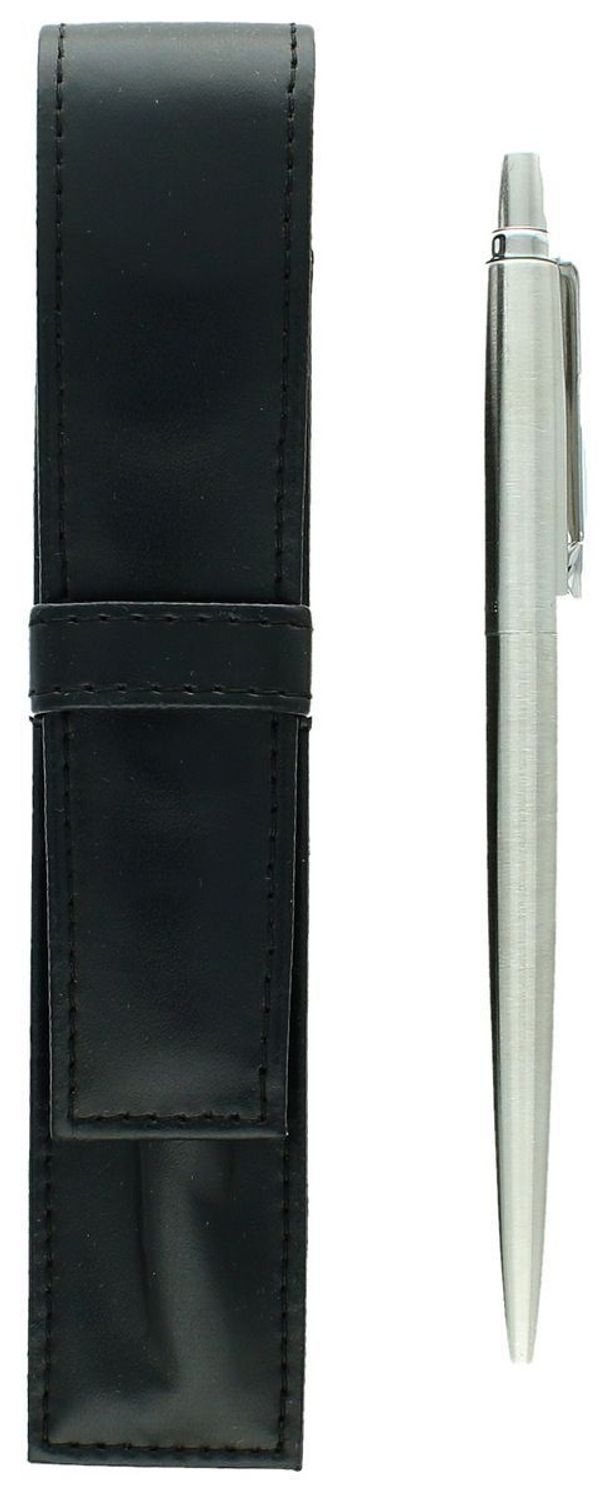 Zestaw prezentowy Parker S0825320ETUI – srebrny długopis i czarne skórzane etui (1).jpg